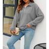Autumn and Winter Casual Half-open Zipper  Sports Women's Lapel Loose Pullover Long-sleeved Sweater