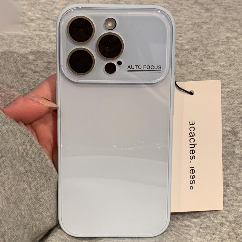 Crystal Glass Case For For Iphone 16 15 14 13 12 11 Pro Max 16Pro 16Promax Plain Color Candy Bumper Glossy Cover