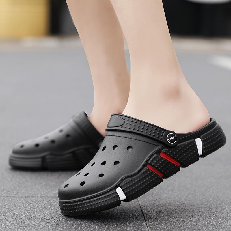 Туфли с дырками женские летние нескользящие на толстой подошве очень большого размера шлепанцы женские ощущение ходьбы по говну модный тренд пляжные сандалии