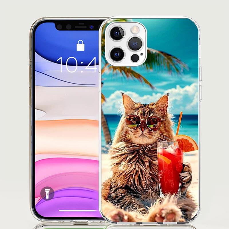 Милый Кот Смотрит на Море Чехол для Телефона для Apple iPhone 17 Air 16 15 Plus 14 + 13 Mini 12 11 Pro Max 7 8 SE 16Max Мягкая Накладка