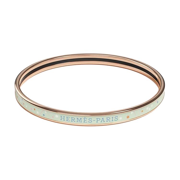 HERMES Enamel Bangles Women's Soft Water Pink/Rose Gold H246427FOM1