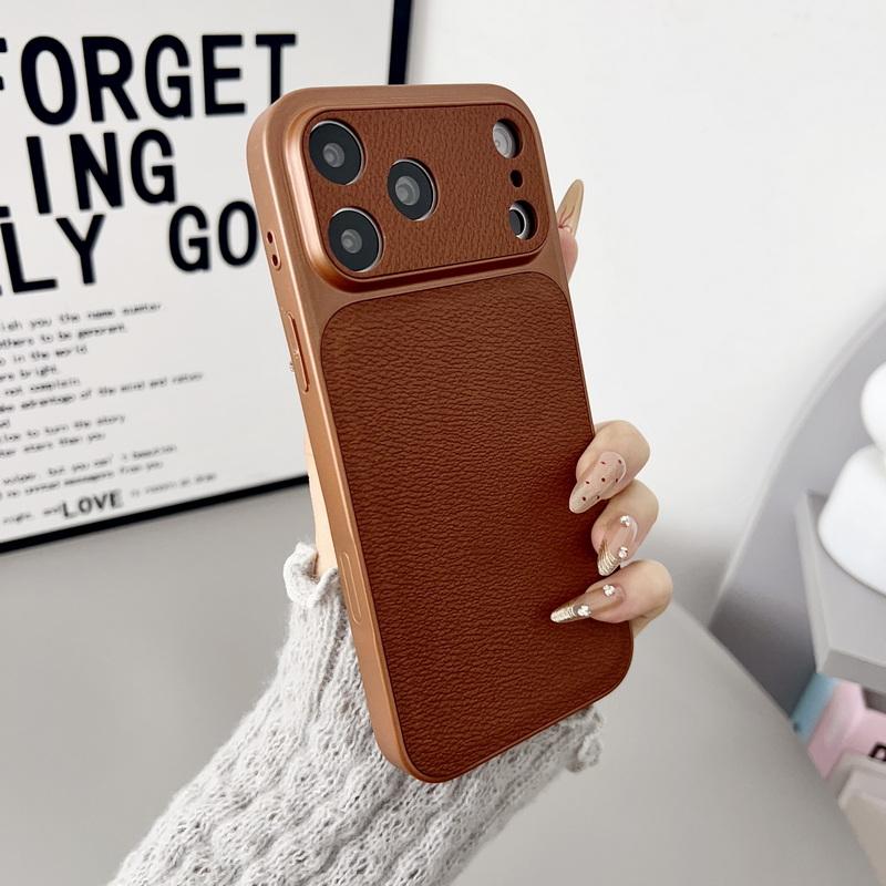 Для iPhone 17 Pro Max Чехол Роскошный Гибридный PC+PU Кожа Матовый Противоскользящий Задний Чехол для Телефона Для iPhone 16 15 14 13 Pro Max