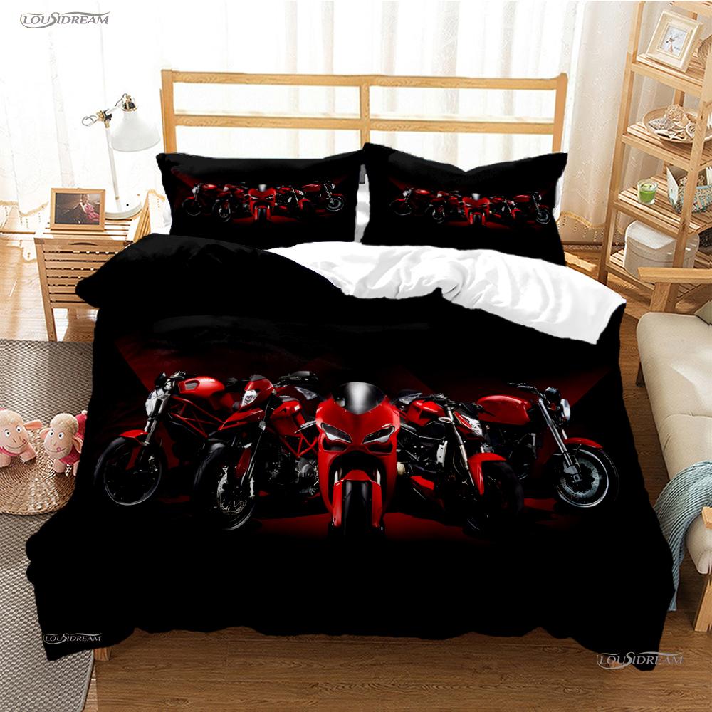 Moto Racing Casal All Season Duvet Cover Comforter Bedding Sets Soft Quilt Cover and Pillowcases Boys Single/Double/Queen/King