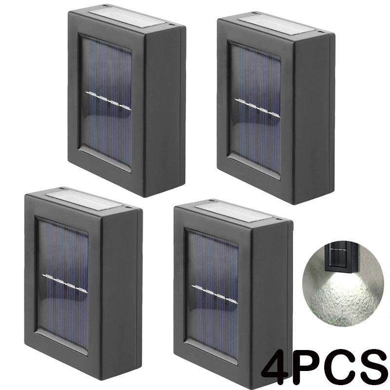8 шт. светодиодный настенный светильник на солнечной батарее, наружное водонепроницаемое освещение вверх и вниз, украшение сада, солнечные фонари, лестница, забор, солнечный свет, лампа