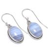 Natural Blue Lace Agate Gemstone 925 Solid Sterling Silver Earring 1.25" R6i16