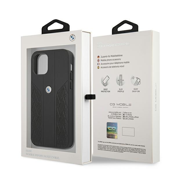 Etui do iPhone 12 Pro Max BMW Hardcase Skórzane Perforowane Czarne