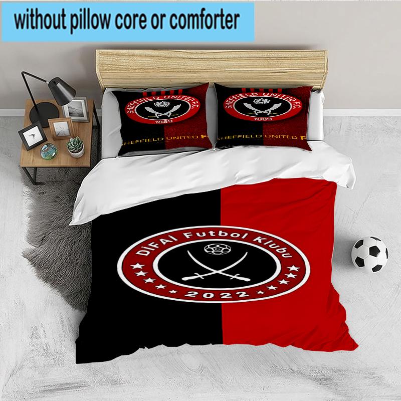 3PCS Global Football Club Sheff Bedding set,Ideal for1pc Duvet Cover And 2pcs Pillowcases Perfect for Christmas gift,Ideal for Bedroom, Dormitory