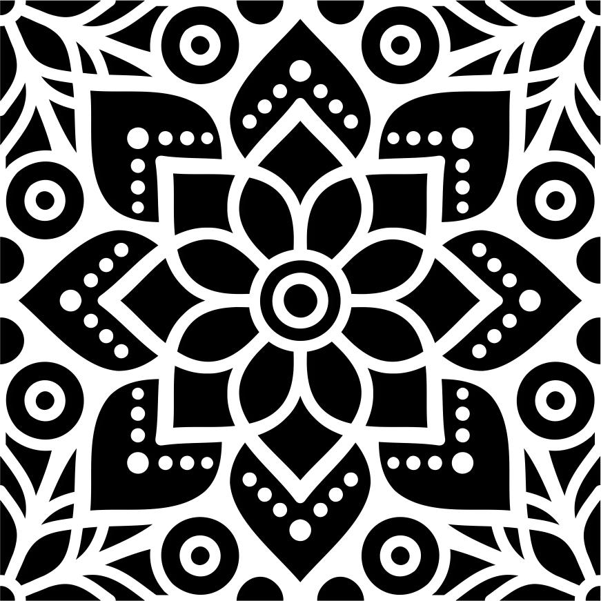 Printtoo Craft Textile Square Цветочный узор мандалы Деревянный резиновый штамп Scrap-booking-2 x 2