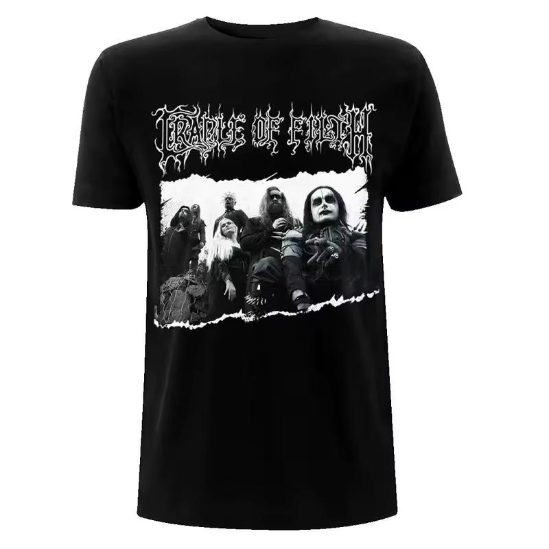 Футболка с принтом логотипа группы Cradle of Filth, черная, хлопок, мужская, унисекс, металлическая