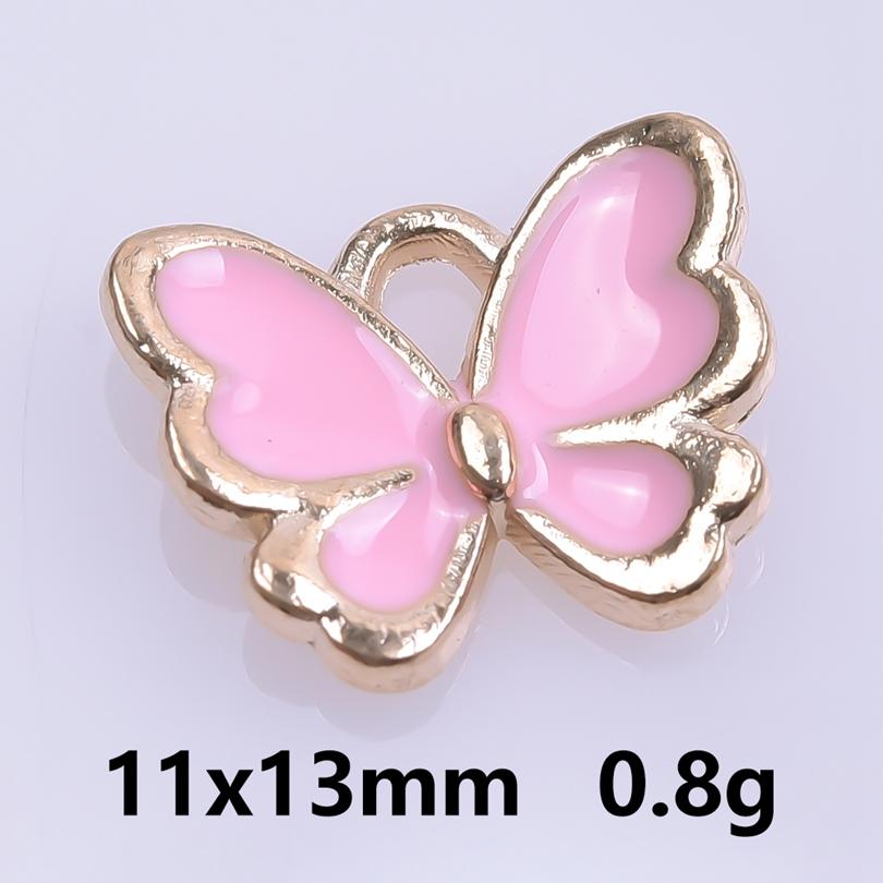 Pink Love Girl Accessories Enamel Bulk Charms For Jewelry Making Supplies Moon/Flower/Butterfly Pendants Charm DIY Earring Craft
