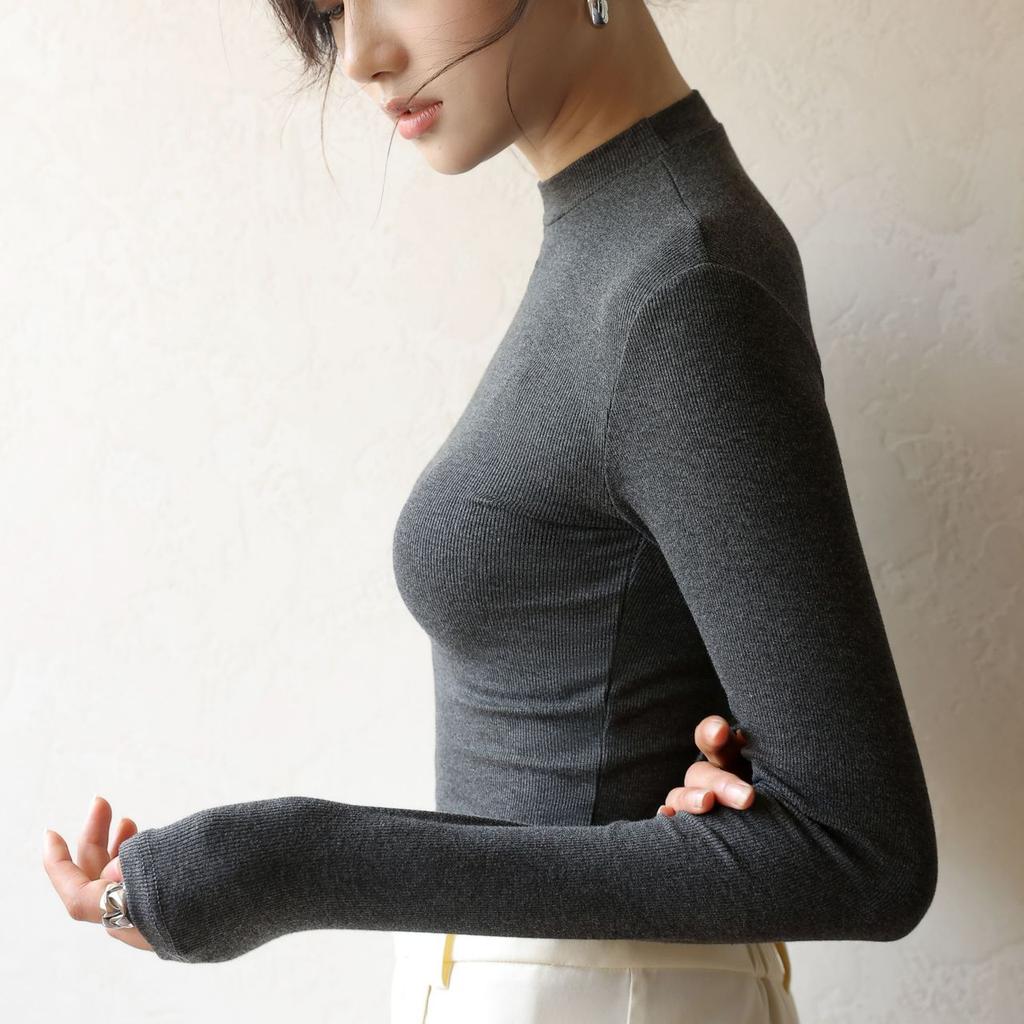 Вязаные пуловеры с полуводолазкой, женские нижние рубашки, элегантные корейские топы с длинными рукавами, трикотаж