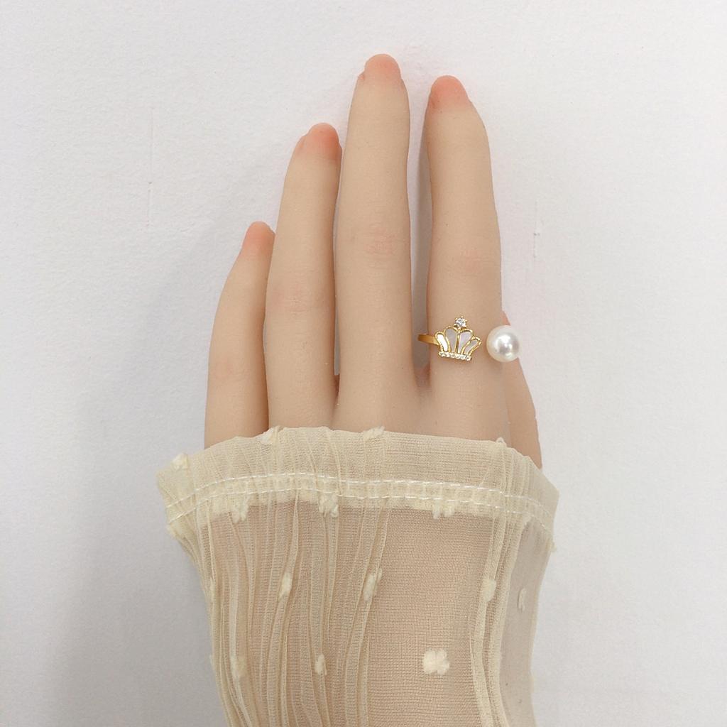 SHDIYAYUN Hot Sale 18K Gold Plated Sea Shell Crown Ring Natural Freshwater Pearl Ring Jewelry Women