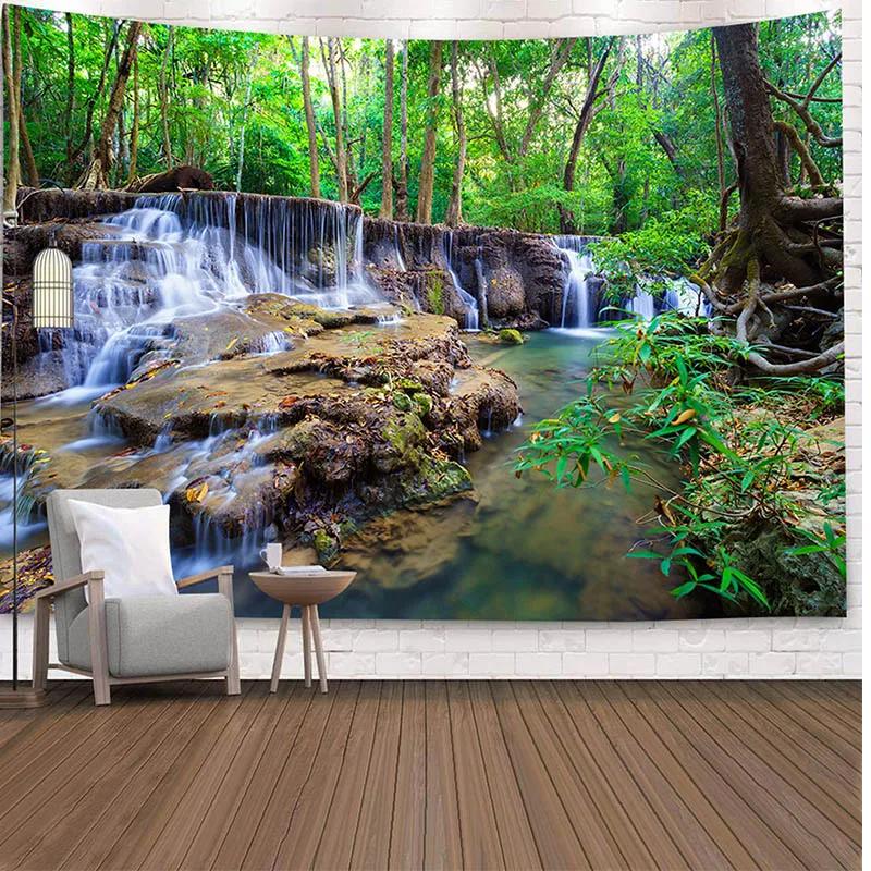 Натуральный настенный гобелен, дерево, лес, звездное небо, психоделический ковер, покрывающий палатку Мандала