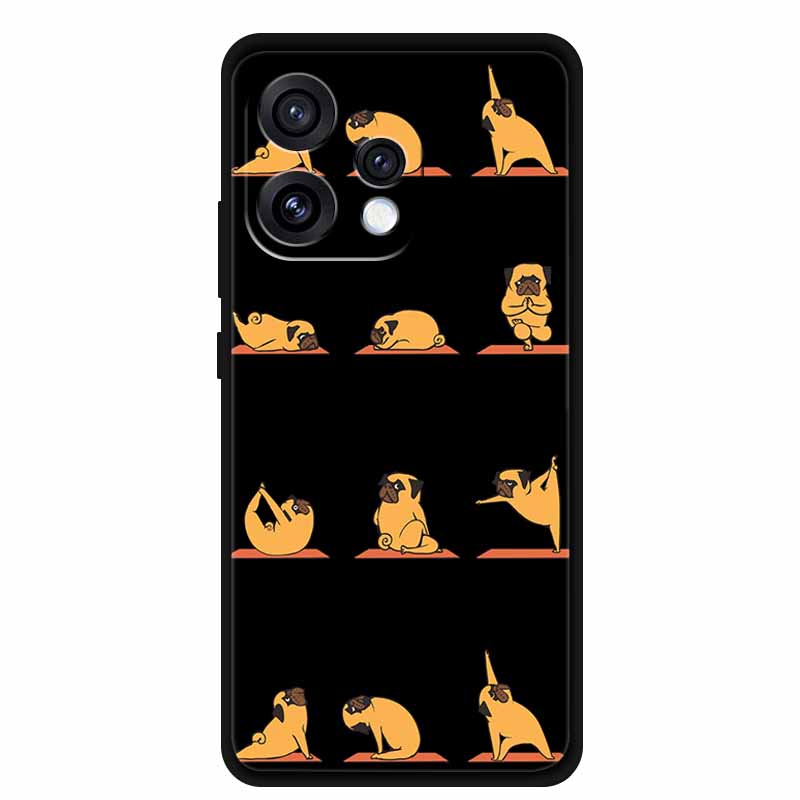 Чехол для Oppo Reno15 5G Цветочный Черный Силиконовый Мягкий Защитный Задний Чехол для Oppo Reno 15C 2025 Чехол для Телефона Coque Мультяшные Ракушки