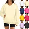 Women's Fashion Solid Color Long Sleeve V-Neck Sweatshirt