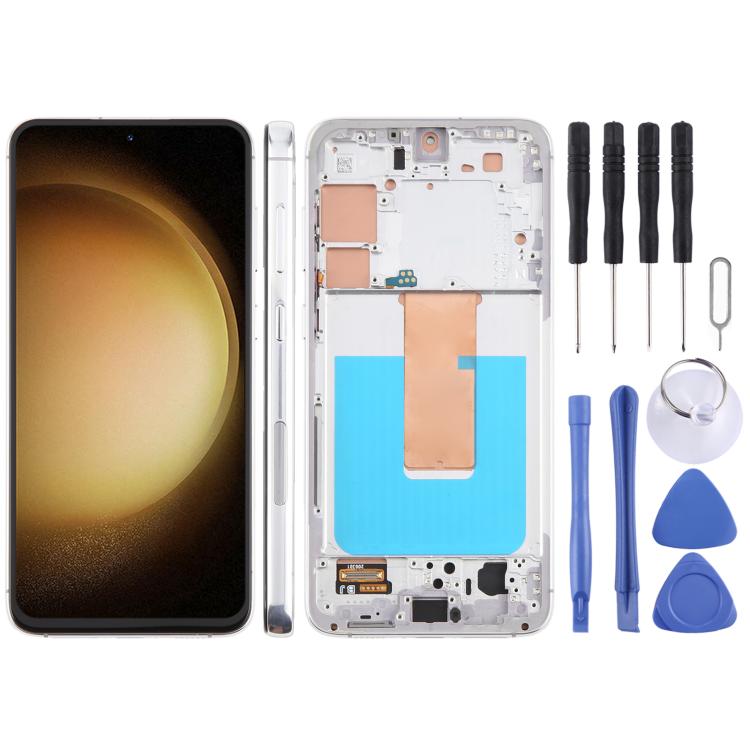 Для Samsung Galaxy S23+ SM-S916B 6,43-дюймовый TFT LCD экран, сборка с дигитайзером и рамкой, не поддерживает сканер отпечатков пальцев