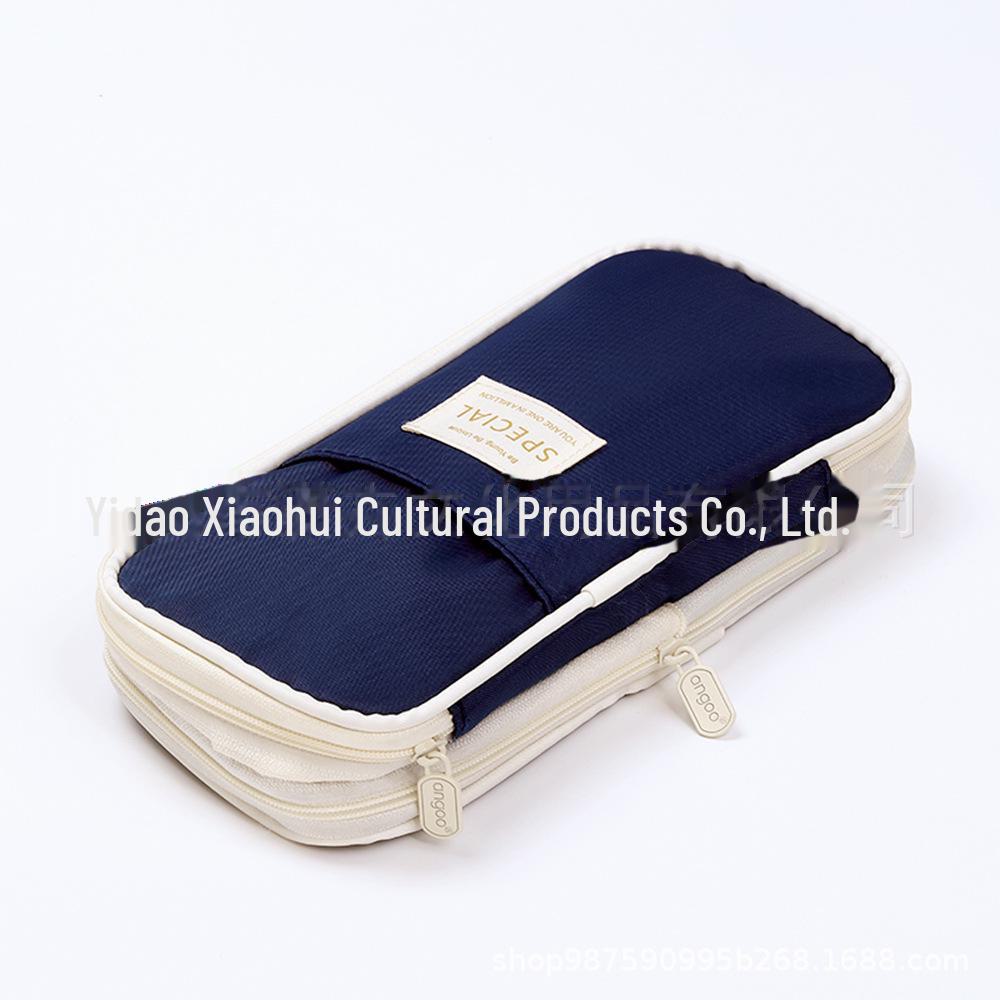 Выдвижной двухслойный пенал Macaron: Большая вместимость, однотонный цвет, для учеников младших и старших классов.