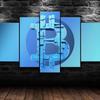 Bitcoin Crypto BTC Coin 5Pcs Wall Art Canvas HD Posters Painting for Living Room Bedroom Home Decor Pictures Decorations