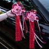 2Pcs Bowknot Car Rearview Mirror Ornament Suction Cup Wedding Decoration Wedding Room