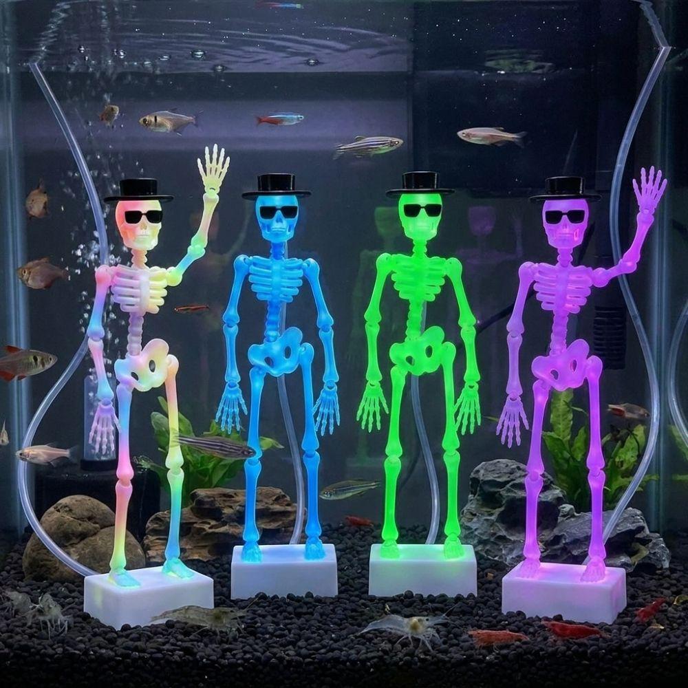 3D Printed Fish Tank Dance Skull Ornament Dynamic Skeleton Bubbler Aquariums Enthusiasts
