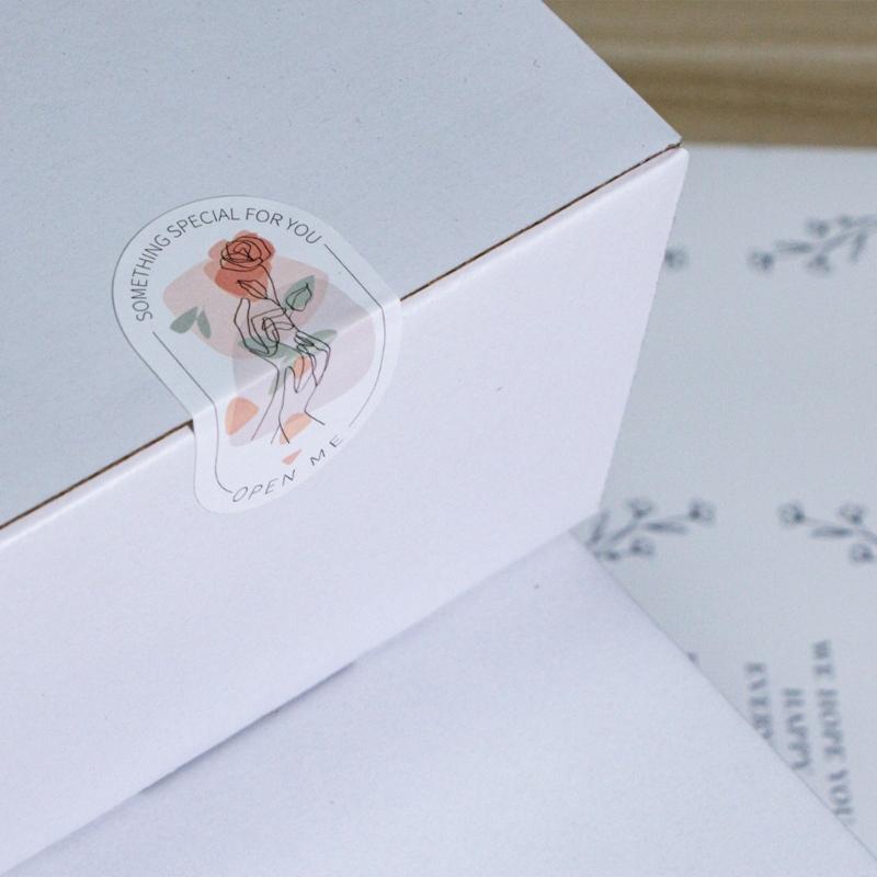 100Pcs Rectangular Flower Seal Sticker for Seal Envelope Card Packaging Adhesive Wrapping Label for Wedding Baby Showers