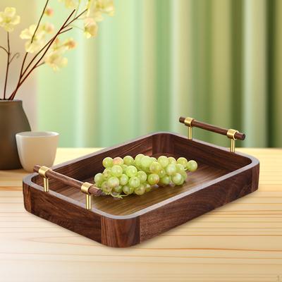 Поднос для сервировки с декоративными фруктами и медной ручкой, органайзер для хранения ювелирных изделий для столовой