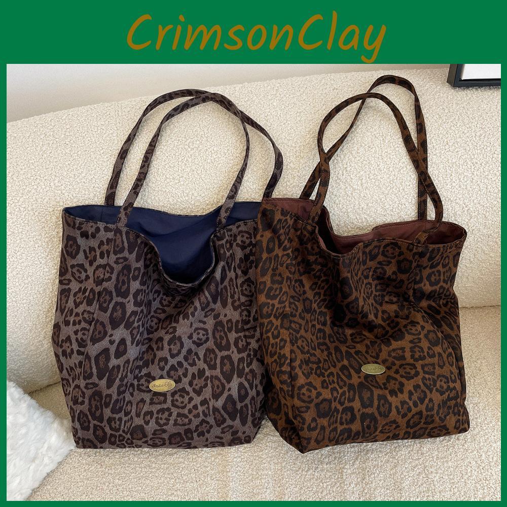 Chic Leopard Print Tote Bag For Women Large Capacity Stylish Shoulder Handbag