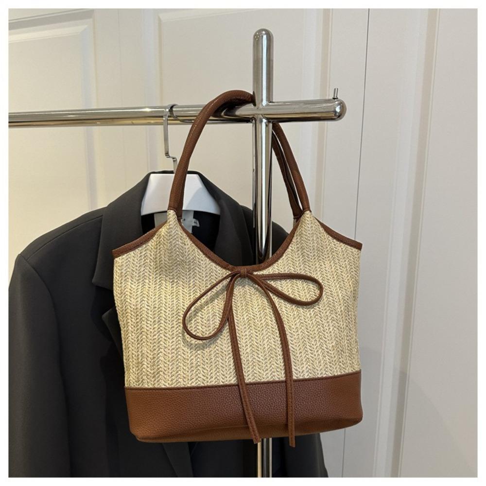 Large Capacity Straw Shoulder Bag Elegant Women's Handbag Korean Weaving Tote Bag Beach