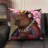 Samurai knight Capibara Cushion Cover Natural Linen Organic Fabric DoubleSided Printing Sofa Home Decor Gift Pillow Case