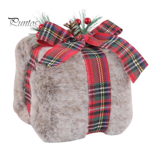 Украшение рождественской подарочной коробки, плюшевая подарочная коробка-куб с бантом, создатель теплой праздничной атмосферы для украшения домашней вечеринки на рождественскую елку