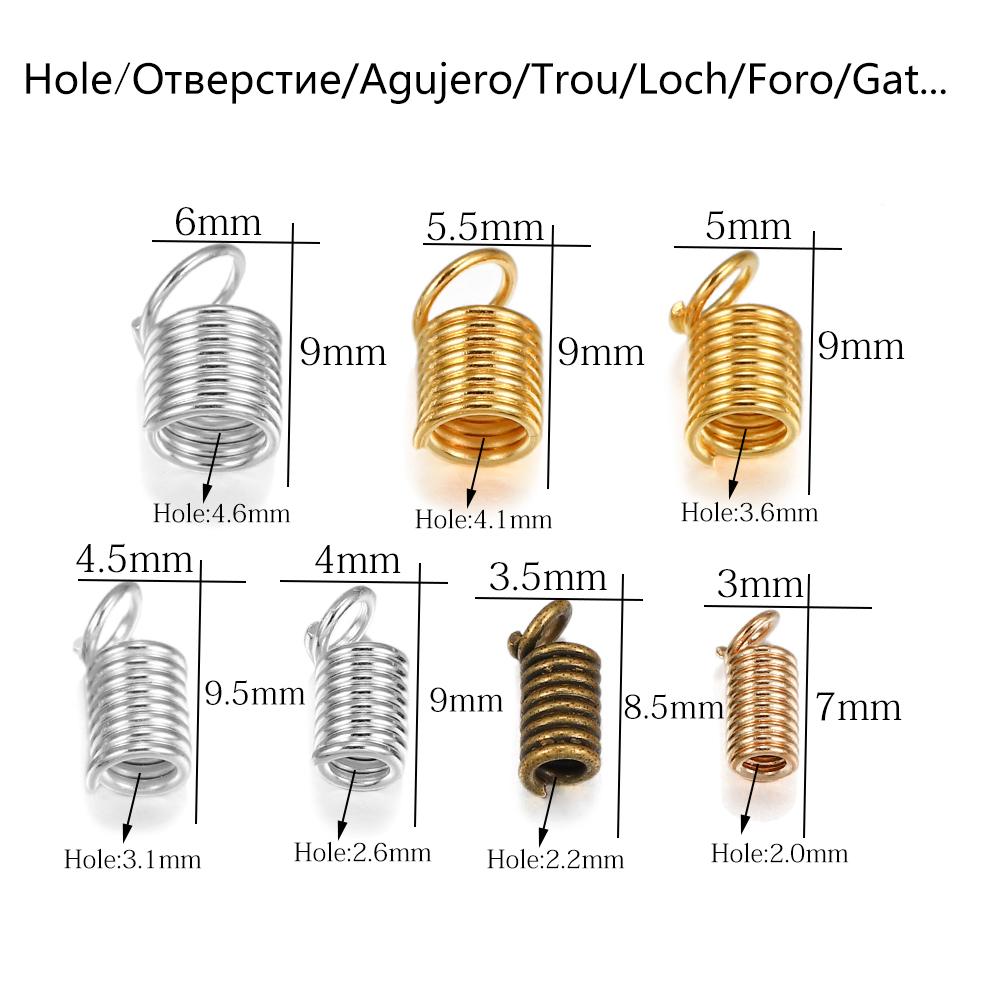 100pcs/lot Metal Spring Crimp Clasps Leather Ends Fastener End Caps Connectors For DIY Bracelet Necklace Jewelry Making Supplies