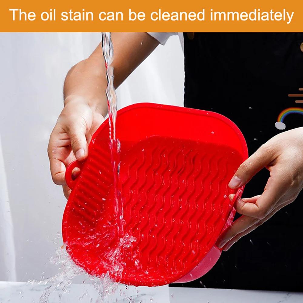 Силиконовый поднос для фритюрницы, безопасный для еды многоразовый квадратный коврик для барбекю, тарелка для аэрофритюрницы, форма для выпечки, корзина для кухни