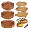 1Pcs Breakfast Bread Food Handwoven Rattan Basket Plastic Rattan Threads Basket