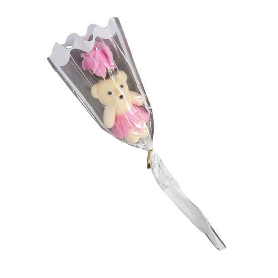 Букет из роз на День святого Валентина с мишкой Одиночная мыльная роза с плюшевым мишкой Искусственный букет роз Подарки на свадьбы, юбилеи