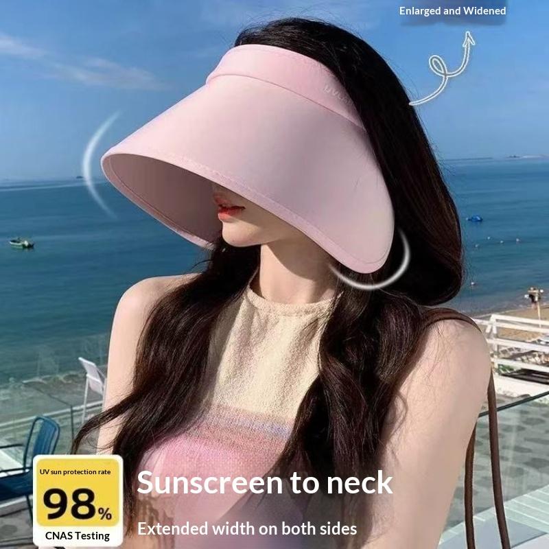1pc Women's Summer Sun Hat Wide Brim UV Protection Caps Adjustable Foldable Solar Beach Bucket Hats Ponytail Travel Panama Caps