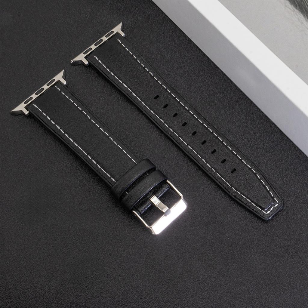 Кожаный ремешок для Apple Watch Band Ultra 2 49мм 46мм 44мм 45мм 42мм 41мм 40мм Браслет для Iwatch Серии 10 9 8 7 6 5 4 Correas