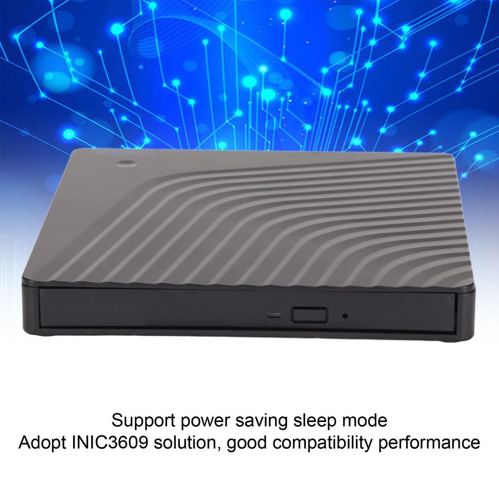 External DVD Drive Removable 5Gbps Laptop Optical Drive Support SATA I Support Power Saving Sleep for SATA DVDRW Drive Box, USB3.0/USB2.0 Enclosure,