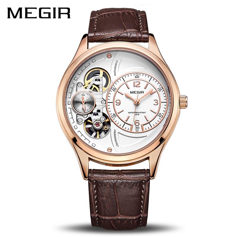 Megir Original Men Watch Top Brand Luxury Quartz Watches Relogio Masculino Leather Military Watch Clock Men Erkek Kol Saati 2017