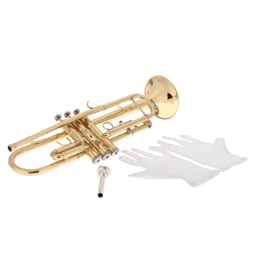 Summina Trumpet Bb Flat Brass Trompetus Instrument with Mouthpiece Glove for Standard Students, Beginners, and Teachers