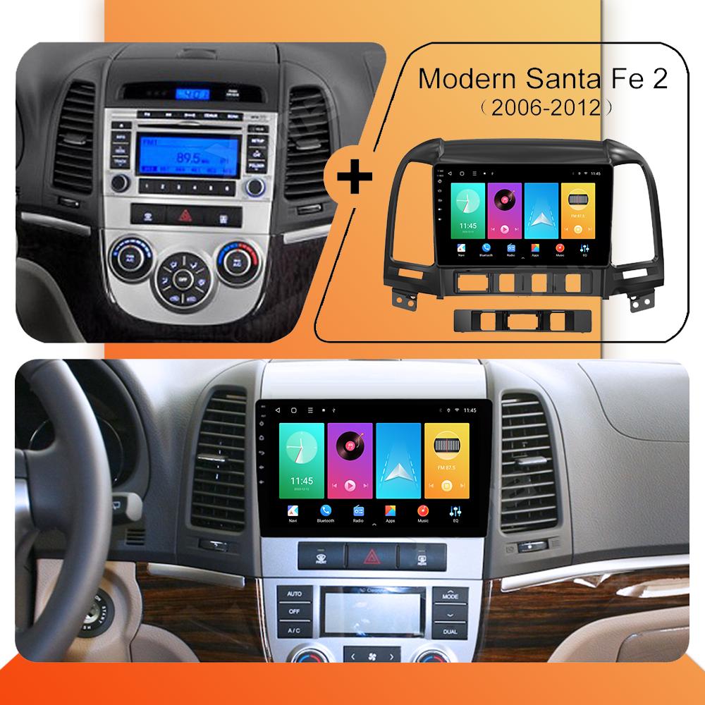 Автомобильное радио Android Auto Carplay для Hyundai Santa Fe II 2006-2012 Мультимедийный проигрыватель Головное устройство Стерео GPS Навигация BT WIFI 1+16 ГБ