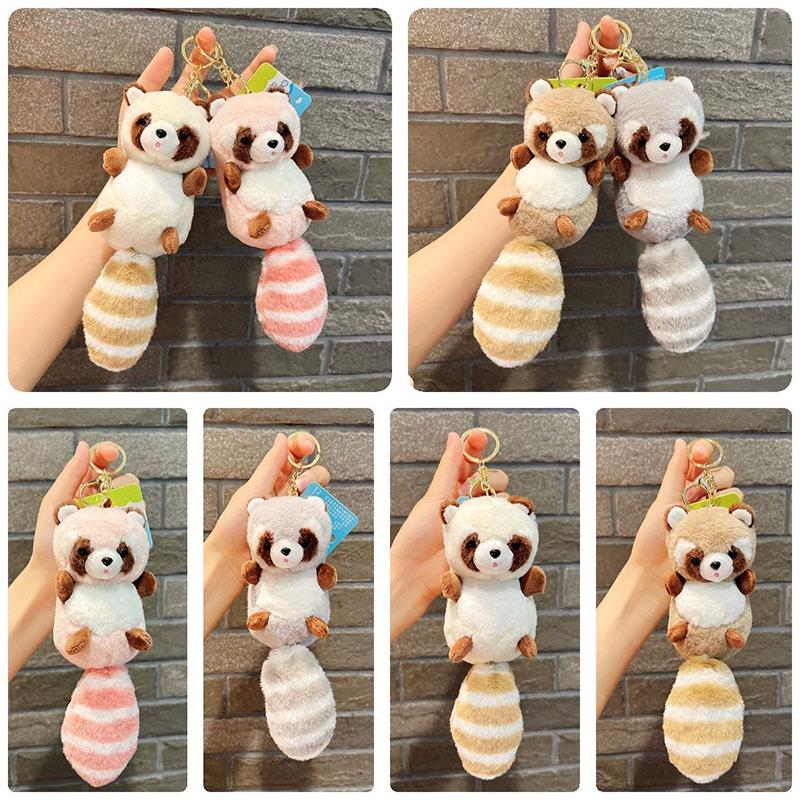 Fluffy Raccoon Plush Keychain Bag Decoration, Doll, 15*6.5cm