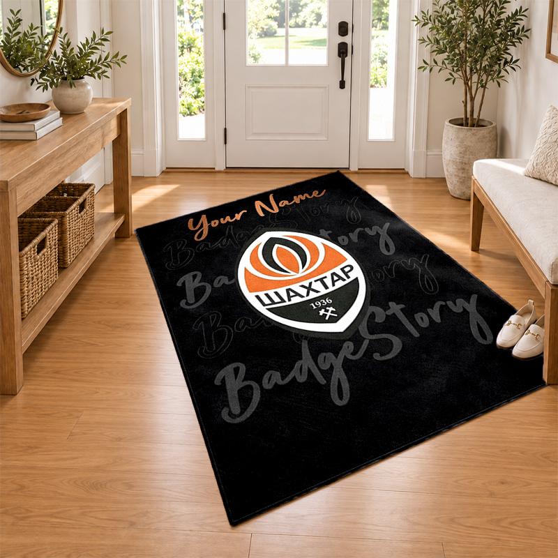 FC Shakhtar Donetsk Custom Name Personalized Rug Non‑Slip Doormat Floor Carpet Housewarming Birthday Gift for Family Friends