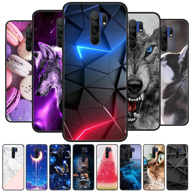 Для чехла Xiaomi Redmi 9 Чехол Кот Цветок волк Силиконовый чехол для Redmi 9 redmi9 Чехол Бампер 6.53" Ударопрочный Чехол для телефона Coque