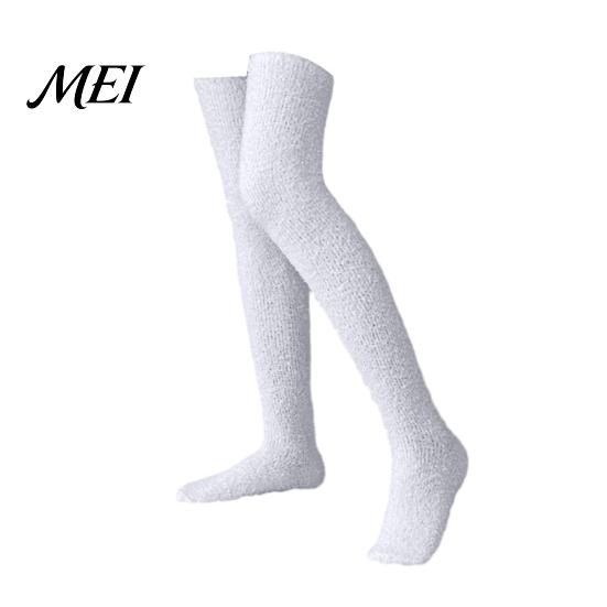 Socks 1 Pair Fuzzy Thigh High for Women, Long Soft Fleece Fluffy Non Slip Winter Leg Warmer, Thickened Plush Over The Knee Stockings, Boot Cold