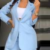 2 Pcs/Set Women Coat Pants Suit Single-breasted Turn-down Collar Long Sleeve Catdigan Jacket Wide Leg Straight High Waist Pants Lady Commute