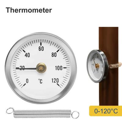 Термометр 0-120°C для горячей воды, термометр из нержавеющей стали с зажимом для трубы, дымохода, духовки, барбекю, циферблатный датчик температуры
