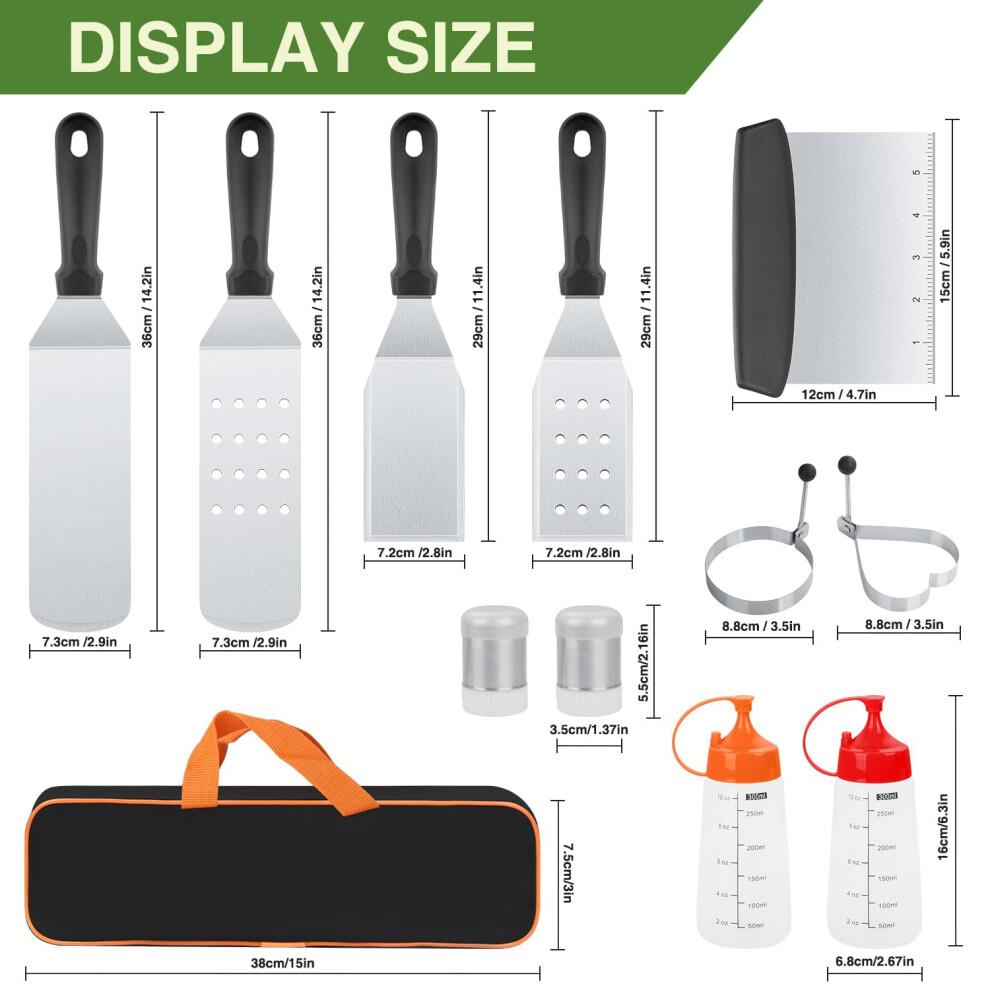 Griddle Accessories Kit 13PCS HeavyDuty Stainless Steel Spatula Set for Blackstone Flat Grill Outdoor Cooking