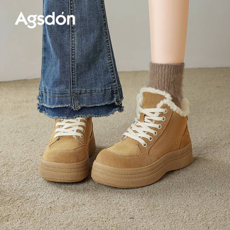 Августин женские зимние сапоги 2025 новая зима на меху утолщенные хлопковые туфли на платформе повседневные спортивные пушистые короткие сапоги