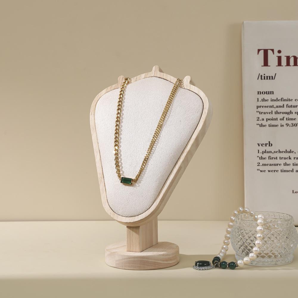 Mannequin Wooden Velvet Necklace Pendant Chain Jewelry Bust Neck Display Stand Holder Mannequin Necklace Pendant Window Display