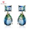 Синие серьги-подвески с фианитом для женщин, элегантные женские аксессуары для помолвки, свадьбы, вечеринки, модные украшения, высокое качество